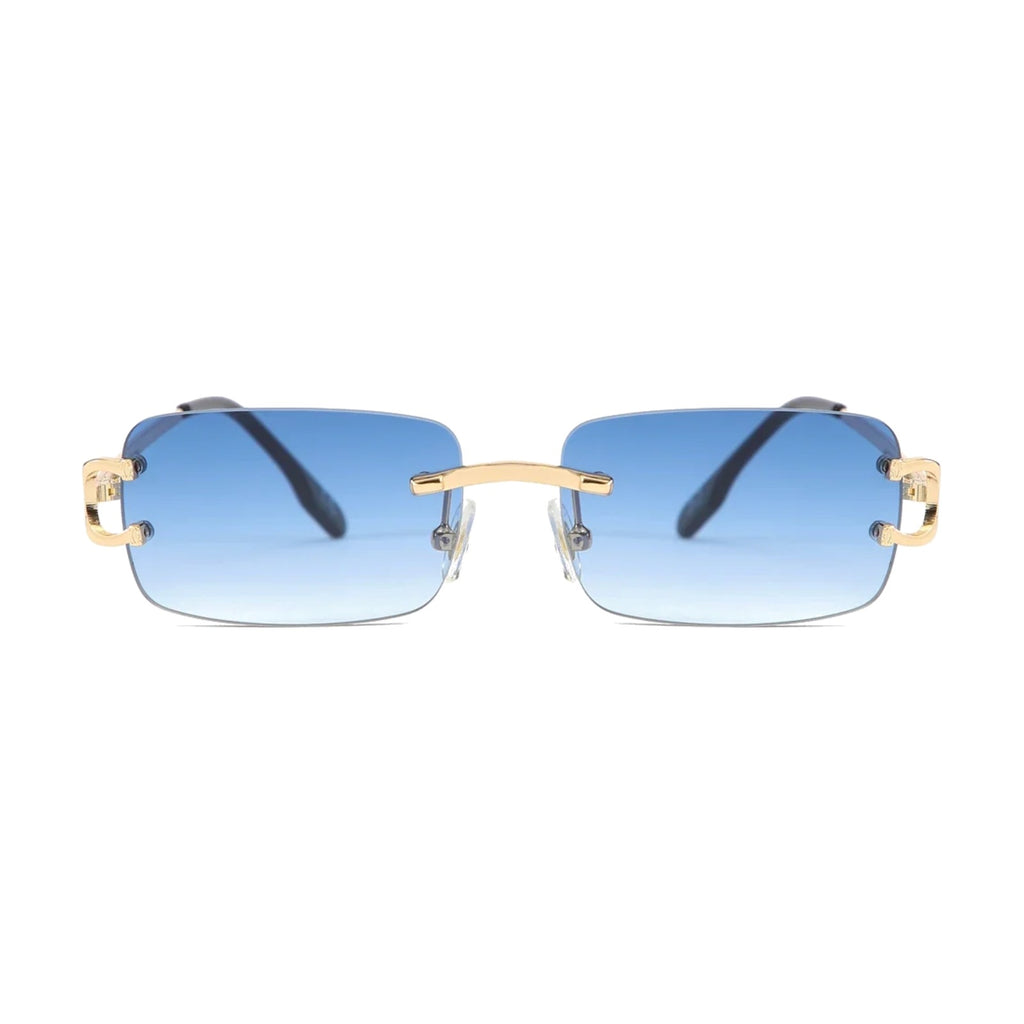 Pacific rimless rectangle sunglasses, front view