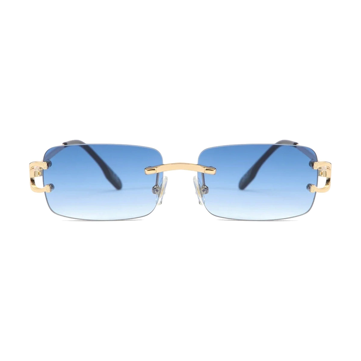 Pacific rimless rectangle sunglasses, front view
