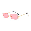 Rosé — rimless rectangle sunglasses with rose lenses, gold temples