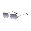 Smoke — rimless rectangle sunglasses with grey-to-violet gradient lenses, silver temples